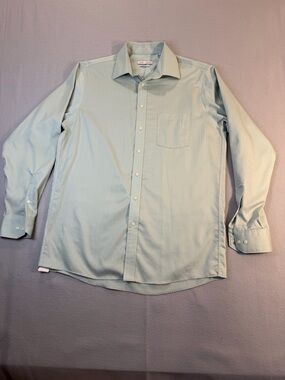 Joseph Abboud Dress Shirt Mens 16.5 36/37 Tall Green Button Down Long Sleeve